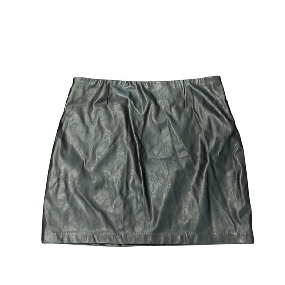 I.N.C Womens Faux Leather Wrap A-line Skirt Black Button Details Stretchy Sz M - Picture 3 of 6